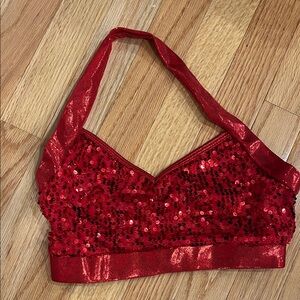 Sequin Halter Bralette - Red